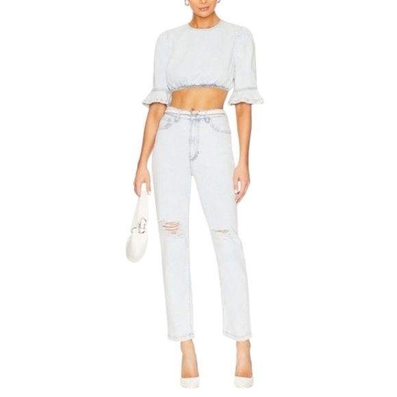 We Wore What High Rise Curvy Crop Straight Leg Jean - Super Light Wash - Size 26 - Picture 3 of 13